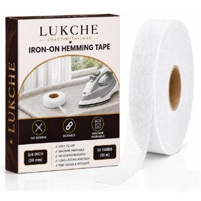 Iron-On Hemming Tape, 3/4 Inch x 55 Yards, Double-Sided Fusible Web for Pants, Jeans, Curtains and Fabric Crafts, No-Sew Washable Hem Adhesive, White in Kuwait