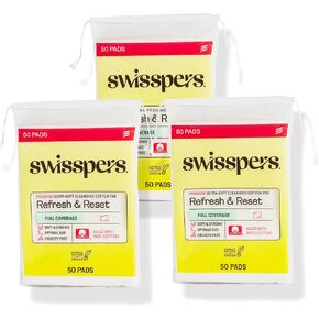 Swisspers Premium Ultra Soft Facial Cleansing Cotton Pads, 50 Each (Pack of 3) in Kuwait