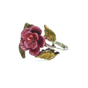 Romantic Vintage Style Sterling Silver Rose Ring with Hand Painted Accents and Sparkling Crystal Rhinestone Victorian Jewelry for Women (6) in Kuwait