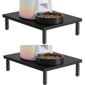 OPNICE Adjustable Cat Food Stand, Elevated Cat Feeder Stand with 4 Height Settings, Automatic Cat Feeder & Tradition Bowls, Raised Pet Feeding Table Station for Cats & Small Dogs, Waterproof Wood in Kuwait
