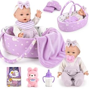 Dreamon Baby Doll Set 12" Baby Doll with Feeding & Caring Accessories, Pink in Saudi Arabia