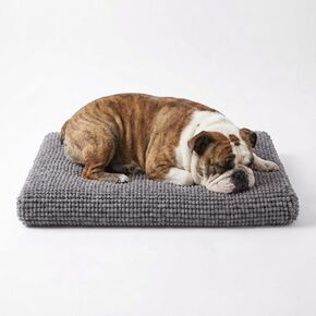 سجادة سرير قفص الكلاب من Muddy Mat®، وسادة مريحة للكلاب، سرير قفص للكلاب والقطط الكبيرة والمتوسطة والصغيرة، مادة فائقة النعومة ومريحة وقابلة للغسل والتجفيف، مادة شانيل - رمادي كبير (28 بوصة × 42 بوصة) in Kuwait