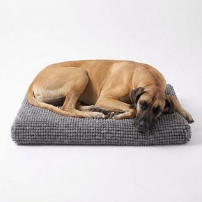 سجادة سرير قفص الكلاب من Muddy Mat®، وسادة مريحة للكلاب، سرير قفص للكلاب والقطط الكبيرة والمتوسطة والصغيرة، مادة فائقة النعومة ومريحة وقابلة للغسل والتجفيف، مادة شانيل - رمادي كبير (28 بوصة × 42 بوصة) in Kuwait