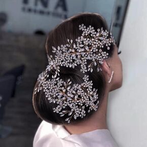 عبوتان من عصابة رأس زفاف العروس، إكسسوارات مشابك شعر لوصيفات العروس من حجر الراين، إكسسوارات شعر للحفلات للنساء (فضية) in Kuwait