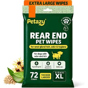 Petazy XL Pet Butt Wipes for Dogs & Cats, Anal Gland Deodorizing, 72 Count in Kuwait