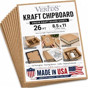 WritePads 26pt Virgin Kraft Chipboard Sheets, 8.5 x 11 Inch Letter Size Heavyweight Rigid Cardboard, Made in USA, Thick Chipboard Backing Boards for Crafts, Packaging & Shipping Protection in Kuwait