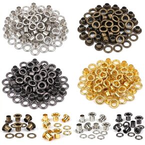 uneluqy 400 Sets Premium Grommet, 3/16 Inch Metal Eyelets for Fabric, Leather Grommets Kit for Tarps, Shoes, Clothes, and Crafts Repair (Gold, Silver, Bronze, Gunmetal) in Kuwait