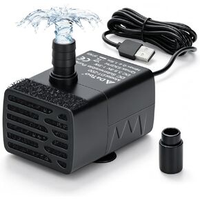 DaToo 3w Aquarium Submersible Water Pump DC 3.5-9 V USB Mini Fountain Pump with 2 Nozzles for Fish Tank Bird Bath Ponds Pet Fountain 53GPH Black in Kuwait