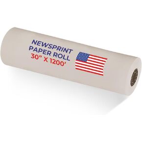 ورق POS USA مقاس 18 بوصة × 1200 بوصة 30# لفة ورق الصحف البيضاء - ورق التعبئة لنقل العناصر الهشة وتغليفها وحمايتها (لفة واحدة/علبة) in Kuwait