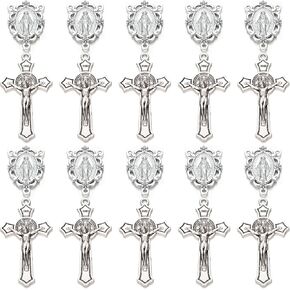 20Pcs Religious Rosary Centerpiece Connectors and Crucifix Set, Gold-Tone Medal and Cross Charms, 1.26 inch Medal, 1.97 inch Cross in Saudi Arabia