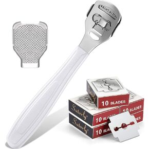 52 Pieces Callus Shaver Set, 50 Replacement Slices Blades 1 Stainless Steel Callus Shaver and 1 Foot File Head Foot Care Tools Hard Dry Skin Remover for Hand Feet in Saudi Arabia