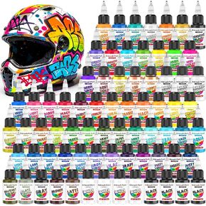 Airbrush Paint - 54 Colors with 2 Airbrush Thinners, Ready to Spray Air Brush Painting Set, Water Based Acrylic Paint for Model, Car, Metal, Fabric, Artists Beginners 4 Types of Colors in Kuwait