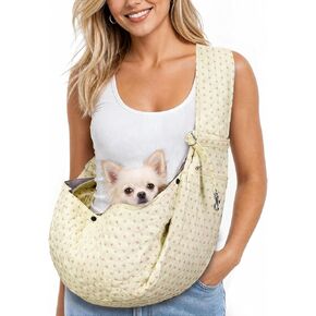 Quilted Small Dog Carrier Bag Floral Dog Sling Carrier with Safety Hook & Zipper Pocket for Outdoor in Saudi Arabia