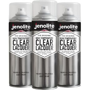 JENOLITE High Temperature Clear Lacquer | HIGH Heat 1200°F | Crystal Clear Finish | Protects Surface and Paintwork from Corrosion & UV Damage with Non-Yellowing Sealer | 500ml (16.9fl oz) in Kuwait
