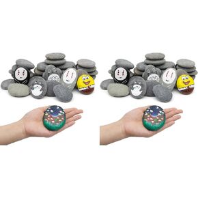 Markdang 40 Pcs Large Rocks for Painting 25pcs 2-3" & 15pcs 3-4" River Rocks for Painting Natural Flat & Smooth Rocks for Painting for Kids & Adult Craft Gift in Kuwait