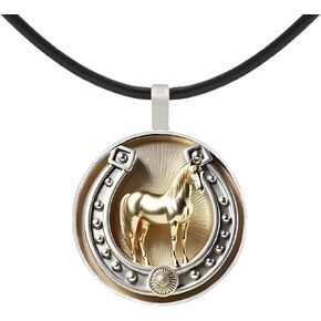 Intricate Highly Detailed Small Horse Printed Pendant Black Leather Cord Necklace, Length Choices, Gift for Her or Him in Saudi Arabia