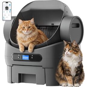 Open-Top Automatic Cat Litter Box, Self Cleaning Litter Box for Multiple Cats, 10 Safety Sensors, Large Capacity with APP Control, Noise&Odor Control Robot, LED Display, Hands-Free in Kuwait