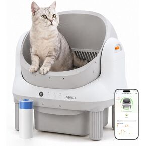 ABRCT Open Top L1 Self Cleaning Litter Box,Electronic Hands-Free,Smart Robot,Automatic Cleaning Litter Box-App Control & Safe Anti-Pinch,with Safety Sensors & Liner for Small & Medium-sized Cats,White in Kuwait