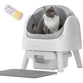 PetPivot Automatic Litter Box for Cats, Open-Top Design with Safety Sensors, Includes Liners and Litter Mat, Suitable for Multi-Cat Homes, Grey in Saudi Arabia