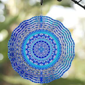 10 Inch Owl Wind Spinner, 3D Stainless Steel Hanging Kinetic Wind Sculpture Gifts for Garden Decor Yard Art Indoor Outdoor Window Porch Front Door Decoration in Saudi Arabia