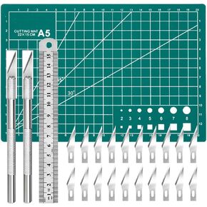 Craft Knife Precision Hobby Knife Kit with 2 Exacto Knife and 20 PCS Exacto Blades for DIY Art Work Cutting, Hobby, Scrapbooking, Stencil (Green) in Kuwait