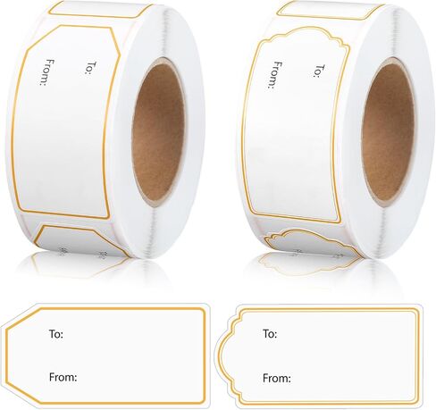 auroray 600 Pcs 2 Rolls White to and from Gift Tag Stickers 1.18"X2.36", Adhesive Gift Labels Sticker Christmas Holiday Present Labels, 300 Pcs/Roll in Saudi Arabia