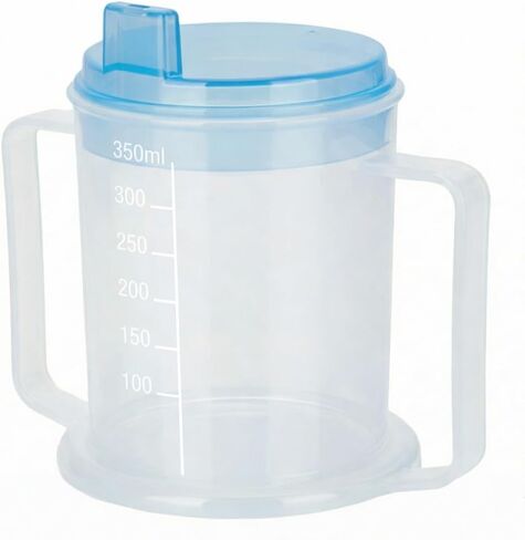 Life Healthcare Plastic Drinking Cup for Disabled Adults with Easygrip Handles AntiSplash Spout and Travel Lid, 300ml in Saudi Arabia