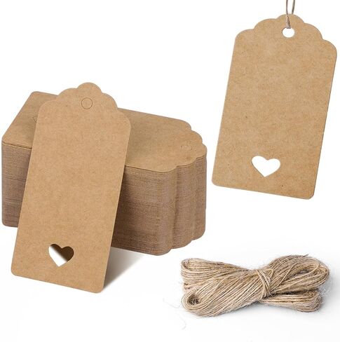 100 PCS Gift Tags with String, 3.7 x 1.8 Inch Kraft Paper Price Tags in Kuwait