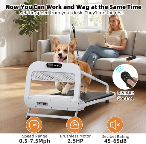 2-in-1 Dog Treadmill for Indoor Exercise, Quiet Pet Running Machine with Remote Control, 265 lbs Weihgt Capacity, Perfect Treadmills for Small to Medium Dogs and Human Walking in Saudi Arabia