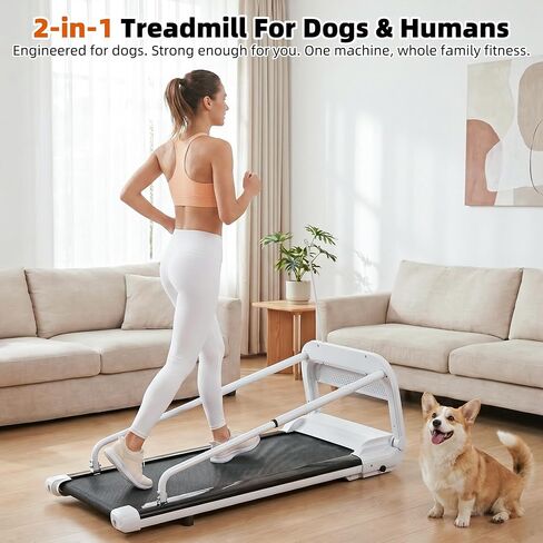 2-in-1 Dog Treadmill for Indoor Exercise, Quiet Pet Running Machine with Remote Control, 265 lbs Weihgt Capacity, Perfect Treadmills for Small to Medium Dogs and Human Walking in Saudi Arabia