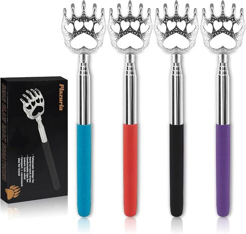 Plazuria (4-Pack) Portable Extendable Telescopic Bear Claws Metal Back Scratchers/Hand Massager/Backslap with Rubber Handles in Kuwait