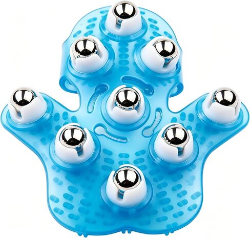 Handheld Massage Ball for Muscle Back Neck Joint Foot Shoulder Leg Pain Relief - Palm Shaped Massage Tool with Roller Balls, Portable Design, Blue in Kuwait