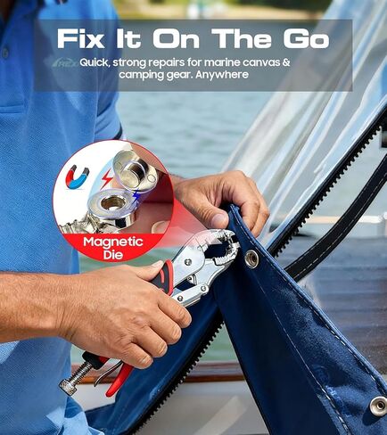 Heavy Duty Snap Fastener Tool, Snap Kit with 140 Pcs, Punching Capable, Magnetic Mold, Beginner-Friendly Snap Installation Tool, Boat Covers, Leather & Fabric Repair Installation in Kuwait