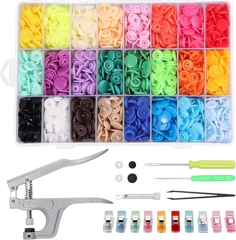 KAMTOP Snap Pliers Set, 408 Sets T5 Plastic Snap Buttons Kit, 24 Colors in Kuwait