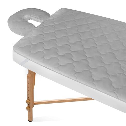 2-Piece Waterproof Massage Table Sheet Set, Extra Soft, Cushy, for Massage Tables, Includes Massage Fitted Sheet and Face Rest Cover, Gray in Saudi Arabia