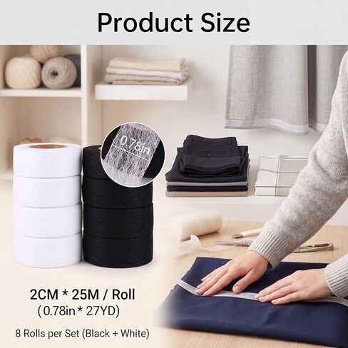 8Pcs Iron On Hemming Tape 3/4IN x 27YD Fabric Adhesive Hem Tape for Pants in Kuwait