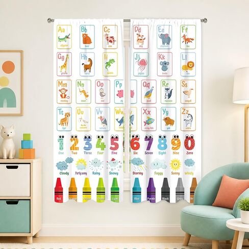 MESHELLY Kids Safari Animals Curtains 42Wx63H Inch Rod Pocket Jungle Woodland Cartoon Cute Lion Elephant Bedroom Window Drapes Baby Child Nursery Printed Living Room Window Treatment Fabric 2 Panels in Saudi Arabia