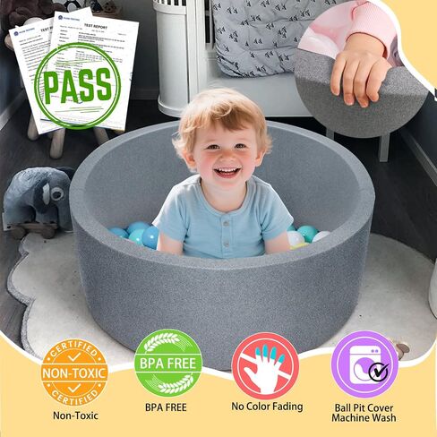TRENDBOX Soft Foam Sponge Indoor Round Ball Pit,Ideal for Children - Dark Gray in Kuwait