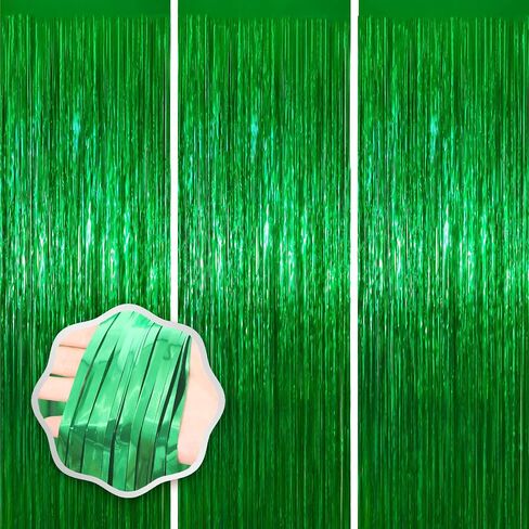 Voircoloria Gold Foil Fringe Backdrop Curtains, 3.3x8.2ft, 3 Pack in Kuwait