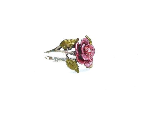 Romantic Vintage Style Sterling Silver Rose Ring with Hand Painted Accents and Sparkling Crystal Rhinestone Victorian Jewelry for Women (6) in Kuwait