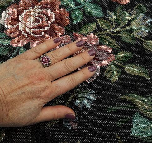 Romantic Vintage Style Sterling Silver Rose Ring with Hand Painted Accents and Sparkling Crystal Rhinestone Victorian Jewelry for Women (6) in Kuwait