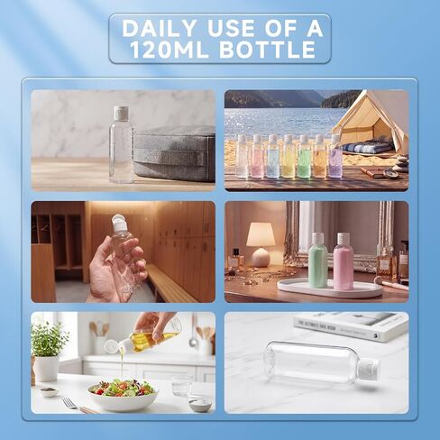 Trendbox 120ml/4oz Clear Plastic Empty Bottles with Flip Cap BPA-free Travel Containers for Shampoo, Lotions, Liquid Body Soap and Massage Oils - 12 Pack in Saudi Arabia