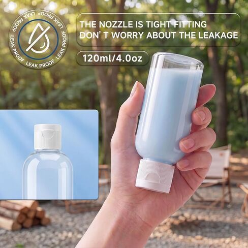 Trendbox 120ml/4oz Clear Plastic Empty Bottles with Flip Cap BPA-free Travel Containers for Shampoo, Lotions, Liquid Body Soap and Massage Oils - 12 Pack in Saudi Arabia