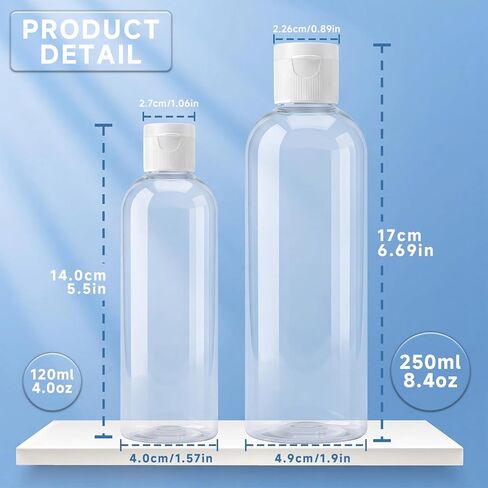 Trendbox 120ml/4oz Clear Plastic Empty Bottles with Flip Cap BPA-free Travel Containers for Shampoo, Lotions, Liquid Body Soap and Massage Oils - 12 Pack in Saudi Arabia