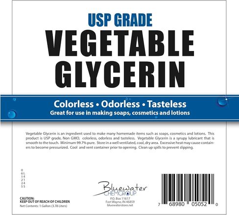 Vegetable Glycerin - 1 Gallon - All Natural, USP Grade - Premium Quality Liquid Glycerin, Excellent Emollient Qualities, Amazing Skin and Hair Benefits, DIY beauty products in Saudi Arabia