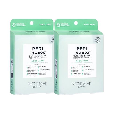 VOESH Pedi in a Box Ultimate 6 Step، الألوة، سبا باديكير، DIY Pedi، مجموعة باديكير المنزل، Pedi in a Box، Pedicur، العناية بالقدم، منتجات Pedi، العناية بالمنتجع الصحي، سبا للقدمين in Kuwait