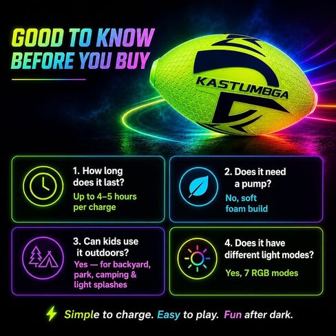 Light Up Football, Glow in the Dark Football for Kids, Soft Foam Ball in Kuwait
