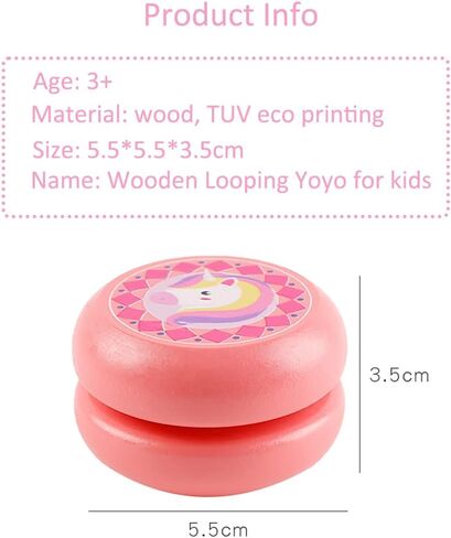 Chic U Wooden Looping Yoyo for Kids Beginners Auto Return Yoyos, No Tricks Needed, Eco Wood Unbreakable Toy Gift, Pink in Saudi Arabia