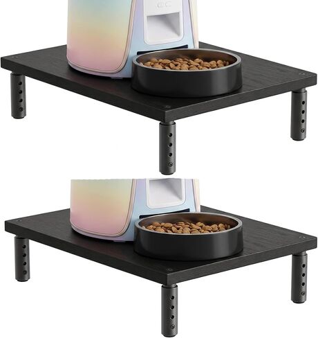 OPNICE Adjustable Cat Food Stand, Elevated Cat Feeder Stand with 4 Height Settings, Automatic Cat Feeder & Tradition Bowls, Raised Pet Feeding Table Station for Cats & Small Dogs, Waterproof Wood in Kuwait