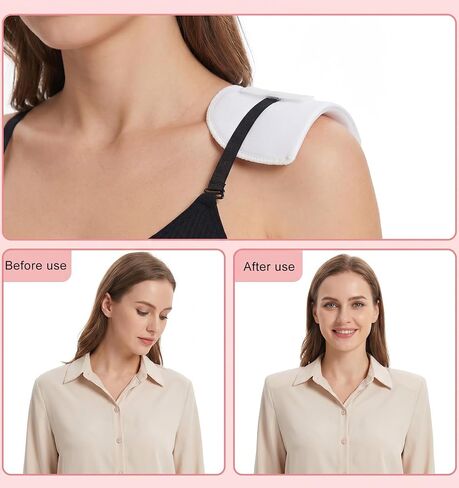 3 Pairs Shoulder Pads for Womens Clothing, Reusable Detachable Anti-Slip Soft Sponge Pads for Womens Clothing, Thickening for Blazer Suit Jacket Dress Clothing (Black, White, Skin) in Kuwait